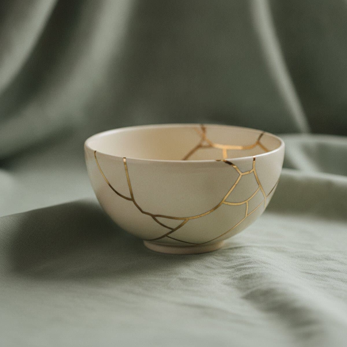 Cuenco de cerámica reparado con oro al estilo kintsugi